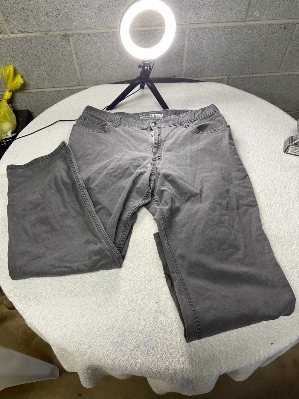 Carhartt rugged flex relaxed fit sz 38by30 men’s grey work pants